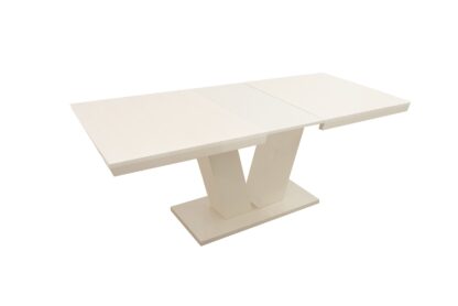 Masa extensibila V 160x75x90 cm, culoare crem, lemn masiv, blat din MDF - imagine 2