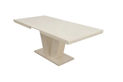 Masa extensibila V 160x75x90 cm, culoare crem, lemn masiv, blat din MDF - imagine 3