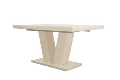Masa extensibila V 160x75x90 cm, culoare crem, lemn masiv, blat din MDF - imagine 4