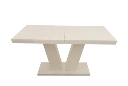Masa extensibila V 160x75x90 cm, culoare crem, lemn masiv, blat din MDF - imagine 7