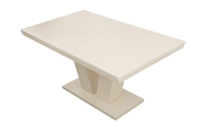 Masa extensibila V 160x75x90 cm, culoare crem, lemn masiv, blat din MDF - imagine 6
