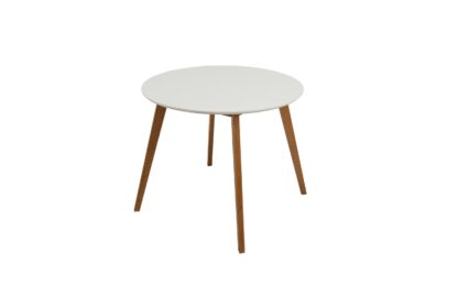 Set masa fixa Max S 90 cm, lemn masiv alb, blat din MDF cu 4 scaune tapitate ZIM Snezana, stofa petra galben - imagine 10