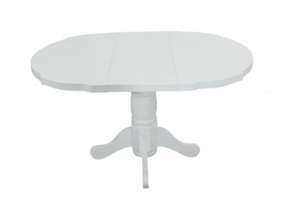 Set masa extensibila Kan 100x135 cm, lemn masiv alb, blat din MDF cu 4 scaune tapitate ZIM Snezana, stofa petra galben - imagine 17