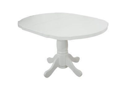 Set masa extensibila Kan 100x135 cm, lemn masiv alb, blat din MDF cu 4 scaune tapitate ZIM Snezana, stofa petra galben - imagine 16