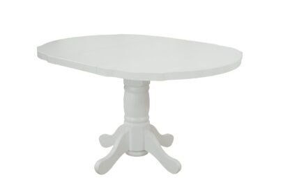 Set masa extensibila Kan 100x135 cm, lemn masiv alb, blat din MDF cu 4 scaune tapitate ZIM Snezana, stofa petra galben - imagine 15