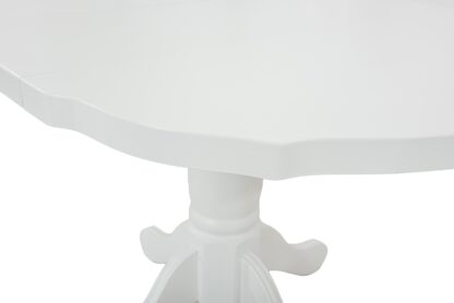 Set masa extensibila Kan 100x135 cm, lemn masiv alb, blat din MDF cu 4 scaune tapitate ZIM Snezana, stofa petra galben - imagine 14