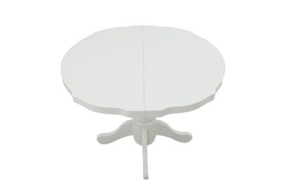 Set masa extensibila Kan 100x135 cm, lemn masiv alb, blat din MDF cu 4 scaune tapitate ZIM Snezana, stofa petra galben - imagine 13