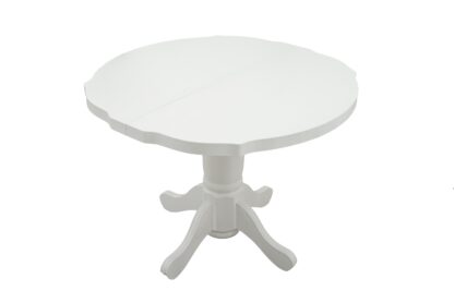 Set masa extensibila Kan 100x135 cm, lemn masiv alb, blat din MDF cu 4 scaune tapitate ZIM Snezana, stofa petra galben - imagine 18