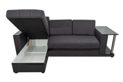 Coltar extensibil, Atlanta, cu lada de depozitare, culoare gri, 263x160 cm - imagine 3
