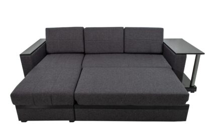 Coltar extensibil, Atlanta, cu lada de depozitare, culoare gri, 263x160 cm - imagine 2