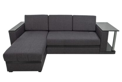 Coltar extensibil, Atlanta, cu lada de depozitare, culoare gri, 263x160 cm