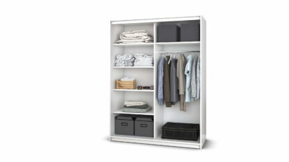 Dressing Gabriel cu oglinda, 150x200x61 cm, alb/stejar deschis - imagine 2