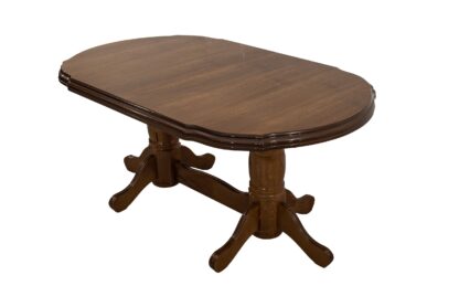 Set masa extensibila Jork 160x200 cm, lemn masiv, culoare nuc, blat din MDF cu 6 scaune tapitate ZIM Standard Walnut, stofa W24 - imagine 7