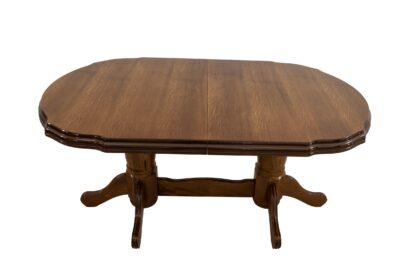 Set masa extensibila Jork 160x200 cm, lemn masiv, culoare nuc, blat din MDF cu 6 scaune tapitate ZIM Standard Walnut, stofa W24 - imagine 6