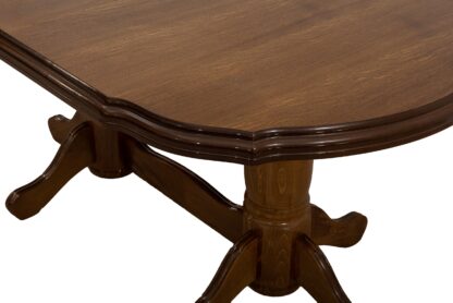Set masa extensibila Jork 160x200 cm, lemn masiv, culoare nuc, blat din MDF cu 6 scaune tapitate ZIM Standard Walnut, stofa W24 - imagine 5