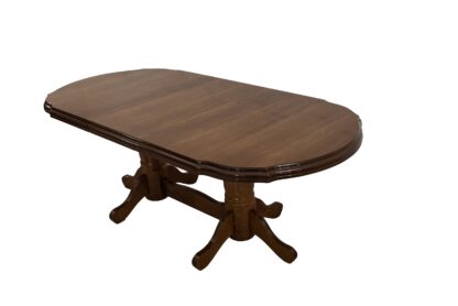 Set masa extensibila Jork 160x200 cm, lemn masiv, culoare nuc, blat din MDF cu 6 scaune tapitate ZIM Standard Walnut, stofa W24 - imagine 3