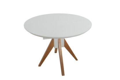 Masa extensibila 102x142 cm Atria, alb/natur, lemn masiv de fag, blat MDF - imagine 3
