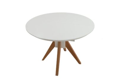 Masa extensibila 102x142 cm Atria, alb/natur, lemn masiv de fag, blat MDF - imagine 4