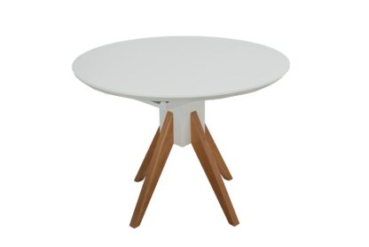Masa extensibila 102x142 cm Atria, alb/natur, lemn masiv de fag, blat MDF