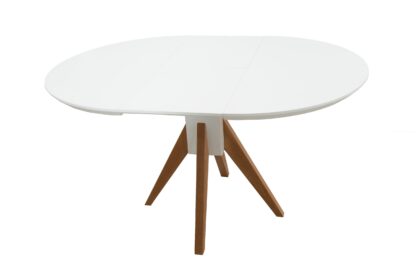 Masa extensibila 102x142 cm Atria, alb/natur, lemn masiv de fag, blat MDF - imagine 5
