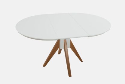 Masa extensibila 102x142 cm Atria, alb/natur, lemn masiv de fag, blat MDF - imagine 2