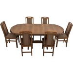 Set masa extensibila Jork 160x200 cm, lemn masiv, culoare nuc, blat din MDF cu 6 scaune tapitate ZIM Standard Walnut, stofa W24 - imagine 16