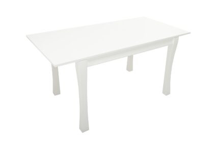 Set masa extensibila Vin Lux 120x160 cm, lemn masiv alb, blat din MDF cu 4 scaune tapitate ZIM Snezana Petra, stofa gri/albastru - imagine 12