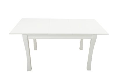Set masa extensibila Vin Lux 120x160 cm, lemn masiv alb, blat din MDF cu 4 scaune tapitate ZIM Snezana Petra, stofa gri/albastru - imagine 11
