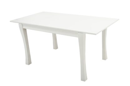 Set masa extensibila Vin Lux 120x160 cm, lemn masiv alb, blat din MDF cu 4 scaune tapitate ZIM Snezana Petra, stofa gri/albastru - imagine 9