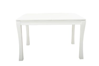 Set masa extensibila Vin Lux 120x160 cm, lemn masiv alb, blat din MDF cu 4 scaune tapitate ZIM Snezana Petra, stofa gri/albastru - imagine 8