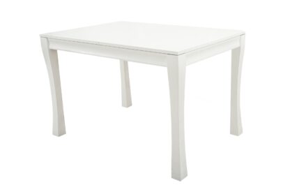 Set masa extensibila Vin Lux 120x160 cm, lemn masiv alb, blat din MDF cu 4 scaune tapitate ZIM Snezana Petra, stofa gri/albastru - imagine 7