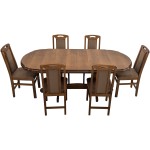 Set masa extensibila Jork 160x200 cm, lemn masiv, culoare nuc, blat din MDF cu 6 scaune tapitate ZIM Standard Walnut, stofa W24 - imagine 22