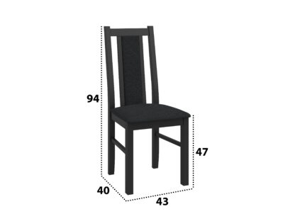 Scaun din lemn masiv de fag tapitat cu stofa S-38 Boss14 CZ11, Czarny - imagine 4