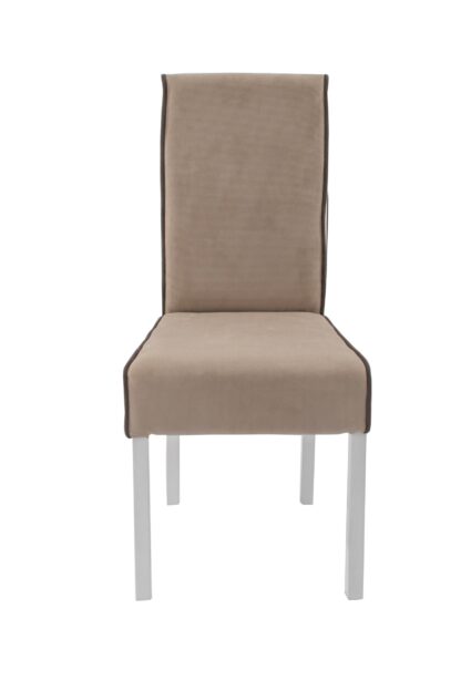 Set masa extensibila Jork 160x200 cm, lemn masiv alb, blat din MDF cu 4 scaune tapitate T-26, stofa crem - imagine 12