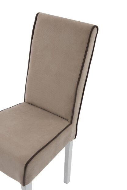 Set masa extensibila Jork 160x200 cm, lemn masiv alb, blat din MDF cu 4 scaune tapitate T-26, stofa crem - imagine 8