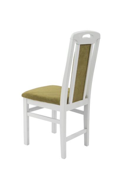 Set masa extensibila Kan 100x135 cm, lemn masiv alb, blat din MDF cu 4 scaune tapitate ZIM Standard, stofa petra verde - imagine 13