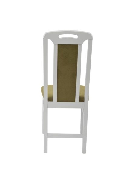 Set masa extensibila Kan 100x135 cm, lemn masiv alb, blat din MDF cu 4 scaune tapitate ZIM Standard, stofa petra verde - imagine 11