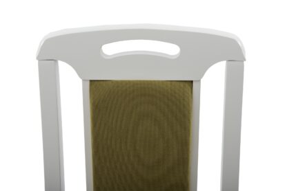 Set masa extensibila Kan 100x135 cm, lemn masiv alb, blat din MDF cu 4 scaune tapitate ZIM Standard, stofa petra verde - imagine 9