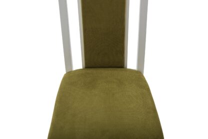 Set masa extensibila Kan 100x135 cm, lemn masiv alb, blat din MDF cu 4 scaune tapitate ZIM Standard, stofa petra verde - imagine 8