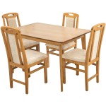 Set masa fixa Bristol 120 cm, lemn masiv, culoare stejar, blat din MDF cu 4 scaune tapitate ZIM Standard - imagine 4