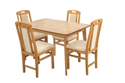 Set masa fixa Bristol 120 cm, lemn masiv, culoare stejar, blat din MDF cu 4 scaune tapitate ZIM Standard - imagine 4