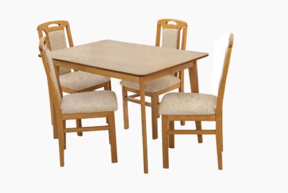 Set masa fixa Bristol 120 cm, lemn masiv, culoare stejar, blat din MDF cu 4 scaune tapitate ZIM Standard - imagine 3