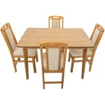 Set masa fixa Bristol 120 cm, lemn masiv, culoare stejar, blat din MDF cu 4 scaune tapitate ZIM Standard - imagine 2