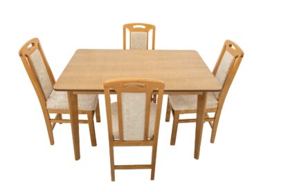 Set masa fixa Bristol 120 cm, lemn masiv, culoare stejar, blat din MDF cu 4 scaune tapitate ZIM Standard - imagine 2