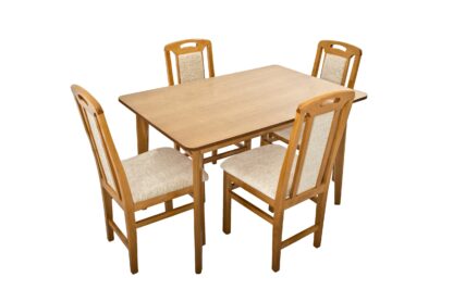 Set masa fixa Bristol 120 cm, lemn masiv, culoare stejar, blat din MDF cu 4 scaune tapitate ZIM Standard - imagine 5