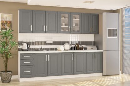 Bucatarie Gamma 260, Gri Mat, Fronturi MDF, corp din PAL