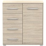 Comoda Mini Stela 1D4S, PAL sonoma, 90x95x45 cm - imagine 7