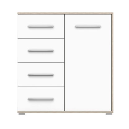 Comoda Mini Stela 1D4S, PAL alb/sonoma, 90x95x45 cm - imagine 2