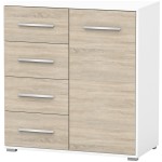 Comoda Mini Stela 1D4S, PAL sonoma/alb, 90x95x45 cm - imagine 7