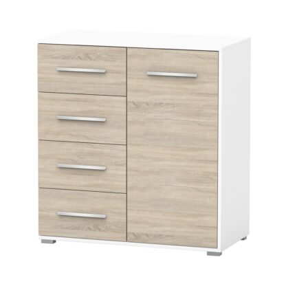 Comoda Mini Stela 1D4S, PAL sonoma/alb, 90x95x45 cm - imagine 7